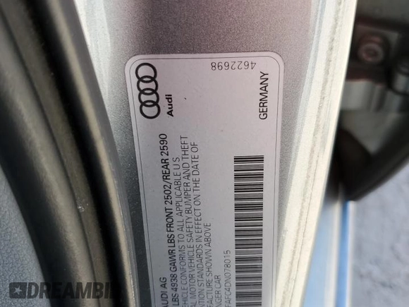2013 Audi A6 2.0T Premium with VIN WAUCFAFC4DN078015, listed as a Copart auction lot 77773604 with 210,851 mi miles and Non Repairable. Bid and sale history available at carsss.com. Image 13.