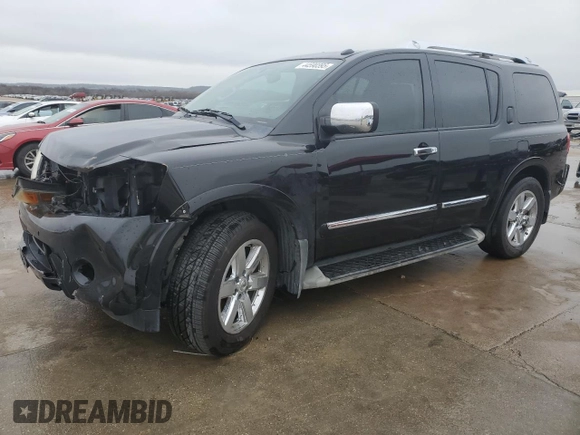 2014 Nissan Armada Platinum z VIN 5N1BA0NF5EN601168, wystawiony jako Copart lot #44590395 z przebiegiem Nie podano mil oraz Szkoda całkowita • Salvage title. Historia ofert i sprzedaży dostępna na DreamBid. Obrazek 1.