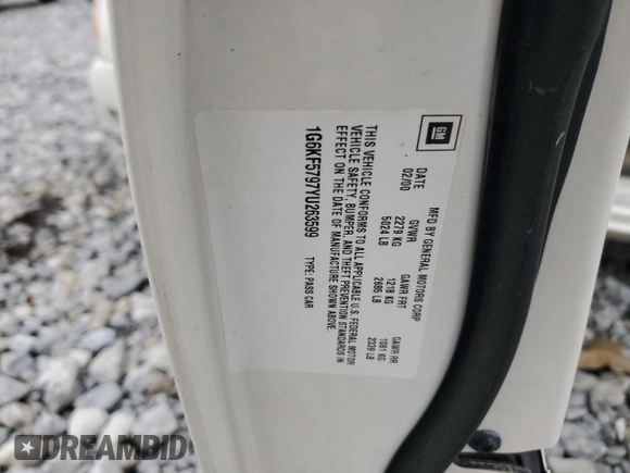 2000 Cadillac DeVille DTS z VIN 1G6KF5797YU263599, wystawiony jako Copart lot #81576484 z przebiegiem 118 414 mil mil oraz Szkoda całkowita • Salvage title. Historia ofert i sprzedaży dostępna na DreamBid. Obrazek 13.