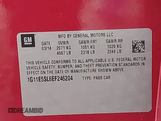 2014 Chevrolet Malibu LT with VIN 1G11E5SL6EF246204, listed as a IAAI auction lot 41244899 with 197,978 mi miles and . Bid and sale history available at DreamBid. Image 9.