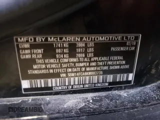 2019 McLaren 720S z VIN SBM14FCA6KW003735, wystawiony jako Copart lot #62092581 z przebiegiem 3344 mil mil oraz . Historia ofert i sprzedaży dostępna na DreamBid. Obrazek 10.