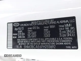2023 Hyundai Tucson SEL with VIN 5NMJBCAE6PH255692, listed as a IAAI auction lot 41373553 with 9,481 mi miles. Bid and sale history available at carsss.com. Image 9.