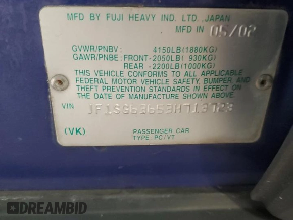 2003 Subaru Forester X with VIN JF1SG63653H713723, listed as a Copart auction lot 89405185 with 286,472 mi miles and Salvage Title. Bid and sale history available at carsss.com. Image 15.