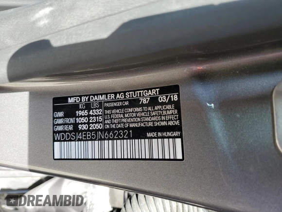 2018 Mercedes-Benz CLA with VIN WDDSJ4EB5JN662321, listed as a Copart auction lot 49166413 with 12,424 mi miles. Bid and sale history available at carsss.com. Image 13.