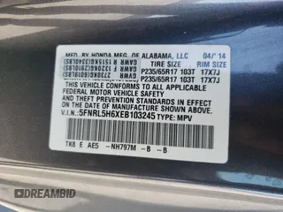 2014 Honda Odyssey EX-L with VIN 5FNRL5H6XEB103245, listed as a Copart auction lot 52554495 with 228,175 mi miles and Salvage Title. Bid and sale history available at DreamBid. Image 13.