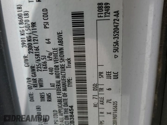 2019 Ford Transit z VIN 1FTYE1ZM4KKB38454, wystawiony jako Copart lot #59751635 z przebiegiem 187 153 mil mil oraz Szkoda całkowita • Salvage title. Historia ofert i sprzedaży dostępna na DreamBid. Obrazek 13.