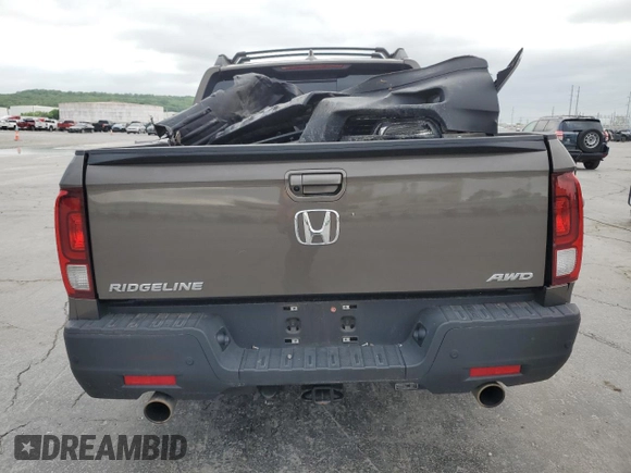 2022 Honda Ridgeline RTL-E with VIN 5FPYK3F76NB028596, listed as a Copart auction lot 54355175 with 42,020 mi miles and Salvage title. Bid and sale history available at DreamBid. Image 6.