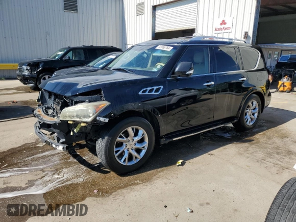 2011 Infiniti QX56 8-passenger with VIN JN8AZ2NC4B9302855, listed as a Copart auction lot 72986764 with 171,390 mi miles and Salvage Title. Bid and sale history available at carsss.com. Image 1.