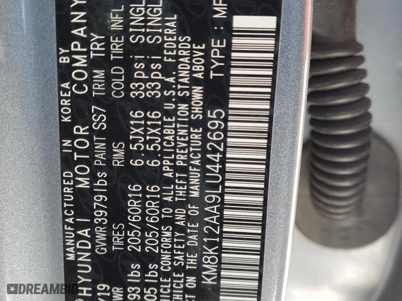 2020 Hyundai Kona SE with VIN KM8K12AA9LU442695, listed as a Copart auction lot 45700635 with 79,811 mi miles and Salvage Title. Bid and sale history available at carsss.com. Image 13.