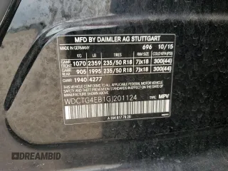 2016 Mercedes-Benz GLA 250 z VIN WDCTG4EB1GJ201124, wystawiony jako Copart lot #55501565 z przebiegiem Nie podano mil oraz Szkoda całkowita • Salvage title. Historia ofert i sprzedaży dostępna na DreamBid. Obrazek 12.