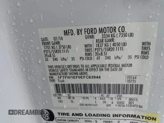 2014 Ford F-150 XL with VIN 1FTFW1EF9EFC63944, listed as a IAAI auction lot 42214453 with 252,127 mi miles and . Bid and sale history available at DreamBid. Image 9.