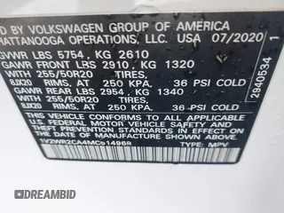 2021 Volkswagen Atlas SE z VIN 1V2WR2CA4MC514968, wystawiony jako IAAI lot #41414547 z przebiegiem 133 946 mil mil oraz . Historia ofert i sprzedaży dostępna na DreamBid. Obrazek 9.