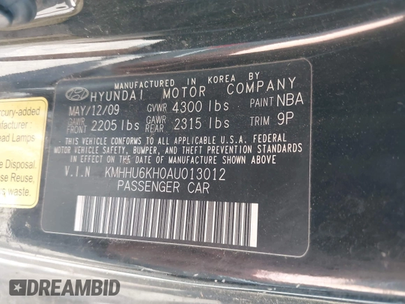 2010 Hyundai Genesis Coupe Grand Touring z VIN KMHHU6KH0AU013012, wystawiony jako IAAI lot #42587522 z przebiegiem 141 691 mil mil oraz . Historia ofert i sprzedaży dostępna na DreamBid. Obrazek 9.