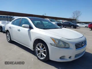 2012 Nissan Maxima S with VIN 1N4AA5AP5CC860625, listed as a IAAI auction lot 41833200 with 123,132 mi miles and . Bid and sale history available at DreamBid. Image 1.
