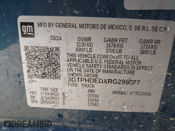 2024 GMC Sierra 1500 SLT with VIN 3GTPHDEDXRG299077, listed as a IAAI auction lot 41415109 with 16,141 mi miles and . Bid and sale history available at DreamBid. Image 9.