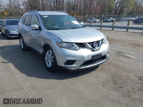 2016 Nissan Rogue SV with VIN KNMAT2MV7GP601761, listed as a IAAI auction lot 41811002 with 97,913 mi miles. Bid and sale history available at carsss.com. Image 1.