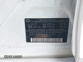 2013 Hyundai Sonata GLS with VIN 5NPEB4AC8DH570451, listed as a IAAI auction lot 41920296 with 136,123 mi miles and . Bid and sale history available at carsss.com. Image 9.