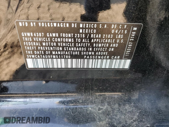 2015 Volkswagen Golf SportWagen TDI SEL with VIN 3VWCA7AU9FM511780, listed as a Copart auction lot 61074554 with 137,670 mi miles and Salvage Title. Bid and sale history available at carsss.com. Image 14.