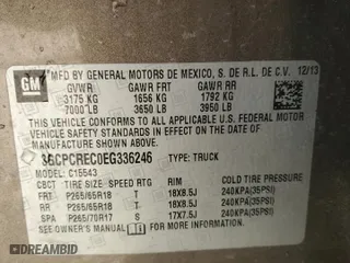 2014 Chevrolet Silverado 1500 LT with VIN 3GCPCREC0EG336246, listed as a Copart auction lot 48505245 with 237,532 mi miles and Non Repairable. Bid and sale history available at carsss.com. Image 13.