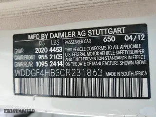 2012 Mercedes-Benz C-Class C 250 Sport with VIN WDDGF4HB3CR231863, listed as a Copart auction lot 50228245 with 0 mi miles and Clean Title. Bid and sale history available at carsss.com. Image 12.