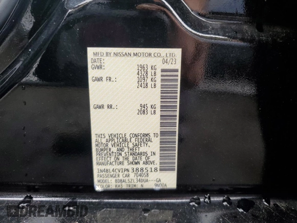 2023 Nissan Altima 2.5 SR with VIN 1N4BL4CV1PN388518, listed as a Copart auction lot 52069775 with 26,753 mi miles and Salvage Title. Bid and sale history available at carsss.com. Image 12.