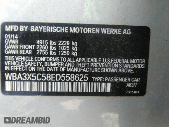 2014 BMW 3 Series 328i Gran Turismo xDrive z VIN WBA3X5C58ED558625, wystawiony jako IAAI lot #42473401 z przebiegiem 106 419 mil mil oraz . Historia ofert i sprzedaży dostępna na DreamBid. Obrazek 9.