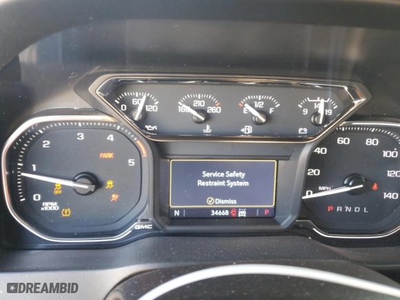 2021 GMC Sierra 2500HD AT4 with VIN 1GT49PEY1MF317254, listed as a Copart auction lot 83268294 with 34,668 mi miles and Salvage Title. Bid and sale history available at carsss.com. Image 9.