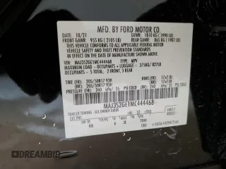 2021 Ford EcoSport SE with VIN MAJ3S2GE1MC444468, listed as a Copart auction lot 51691945 with 37,944 mi miles and Clean Title. Bid and sale history available at DreamBid. Image 13.