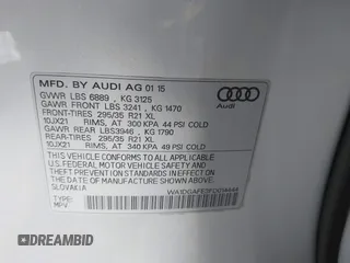2015 Audi Q7 S line Prestige с VIN WA1DGAFE3FD014444, выставлен на аукционе IAAI как лот 42402252 с пробегом Не указан миль и . История ставок и продаж доступна на DreamBid. Изображение 9.