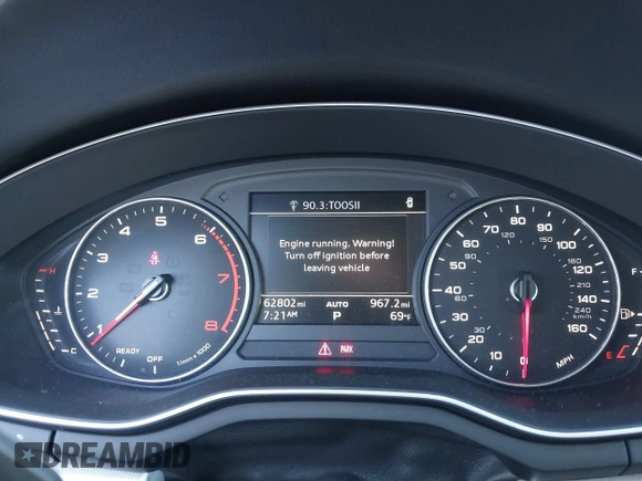 2017 Audi A4 Premium with VIN WAUGNAF42HN011030, listed as a IAAI auction lot 42674588 with 62,802 mi miles and . Bid and sale history available at DreamBid. Image 7.