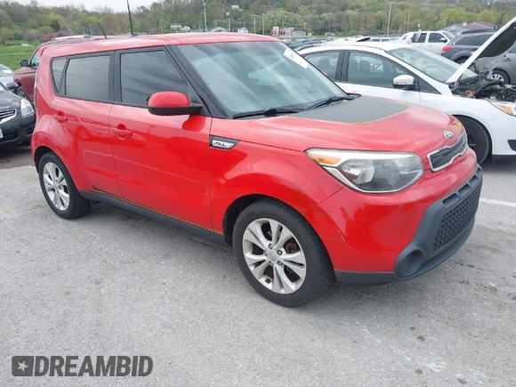 2015 Kia Soul + with VIN KNDJP3A50F7782165, listed as a IAAI auction lot 42035709 with 168,956 mi miles. Bid and sale history available at carsss.com. Image 1.