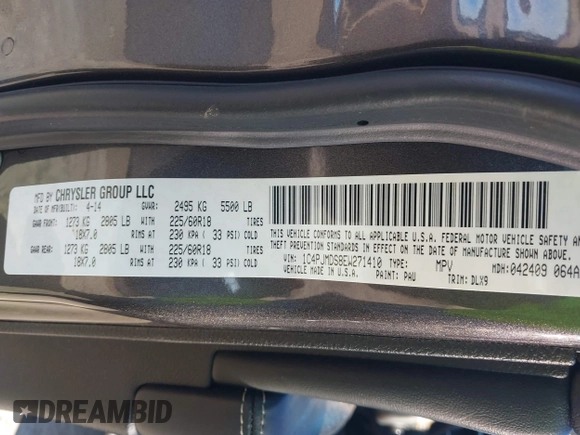2014 Jeep Cherokee Limited with VIN 1C4PJMDS8EW271410, listed as a IAAI auction lot 41657246 with 132,930 mi miles. Bid and sale history available at carsss.com. Image 9.