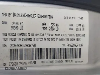 2007 Chrysler 300 C with VIN 2C3KA63H17H896796, listed as a IAAI auction lot 41929716 with 166,803 mi miles. Bid and sale history available at carsss.com. Image 9.