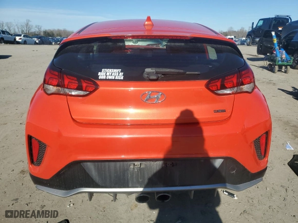 2019 Hyundai Veloster Turbo R-Spec with VIN KMHTH6AB9KU015340, listed as a Copart auction lot 44573655 with 73,076 mi miles and Salvage Title. Bid and sale history available at carsss.com. Image 6.