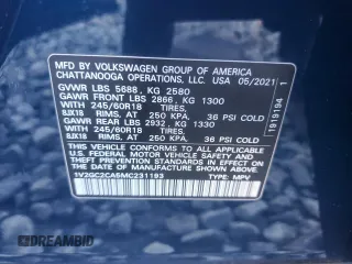 2021 Volkswagen Atlas S with VIN 1V2GC2CA5MC231193, listed as a Copart auction lot 86912884 with 25,595 mi miles and Salvage title. Bid and sale history available at DreamBid. Image 15.