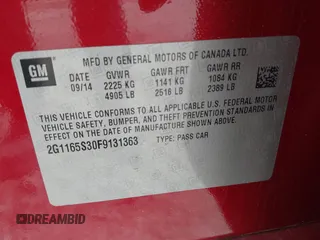 2015 Chevrolet Impala LTZ with VIN 2G1165S30F9131363, listed as a IAAI auction lot 42203443 with 130,536 mi miles and . Bid and sale history available at DreamBid. Image 9.