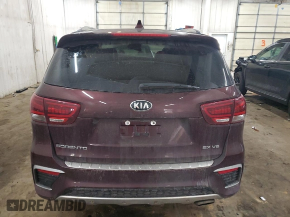 2019 Kia Sorento SX V6 with VIN 5XYPKDA58KG542258, listed as a Copart auction lot 50906185 with 62,999 mi miles and Salvage Title. Bid and sale history available at carsss.com. Image 6.