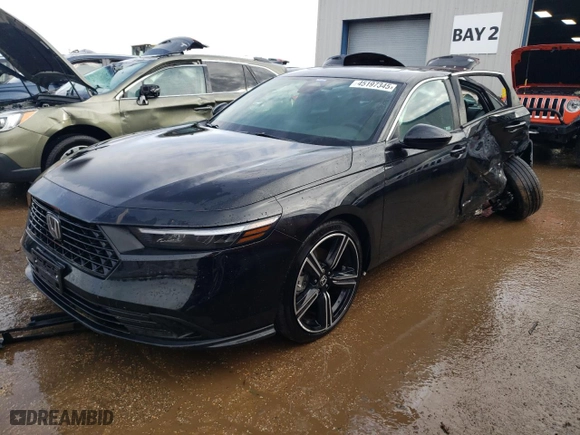 2024 Honda Accord Hybrid Sport with VIN 1HGCY2F55RA092039, listed as a Copart auction lot 45197345 with 16,152 mi miles and Salvage Title. Bid and sale history available at carsss.com. Image 1.