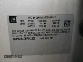 2015 Chevrolet Malibu LT with VIN 1G11C5SL0FF142802, listed as a Copart auction lot 51128165 with 135,202 mi miles and Salvage Title. Bid and sale history available at DreamBid. Image 12.