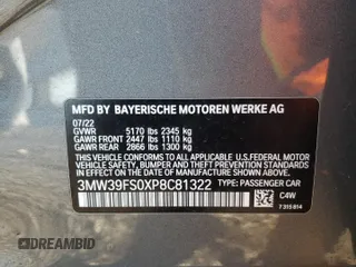 2023 BMW 3 Series 330e xDrive with VIN 3MW39FS0XP8C81322, listed as a Copart auction lot 47655915 with 12,650 mi miles and Salvage Title. Bid and sale history available at carsss.com. Image 12.