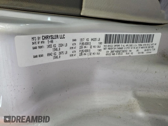 2008 Chrysler PT Cruiser with VIN 3A8FY48BX8T208703, listed as a Copart auction lot 79778784 with 69,456 mi miles and Salvage Title. Bid and sale history available at DreamBid. Image 12.
