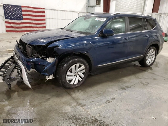 2021 Volkswagen Atlas 2.0T SEL with VIN 1V2BP2CA9MC557058, listed as a Copart auction lot 40885974 with 50,966 mi miles. Bid and sale history available at carsss.com. Image 1.