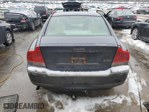 2003 Volvo S60 2.4L with VIN YV1RS61T932248036, listed as a Copart auction lot 86273734 with 0 mi miles and Salvage Title. Bid and sale history available at carsss.com. Image 6.