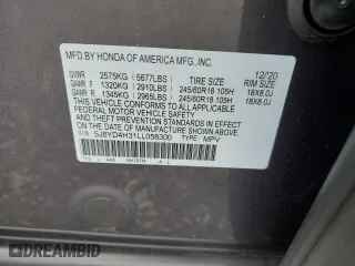 2020 Acura MDX with VIN 5J8YD4H31LL058300, listed as a Copart auction lot 52531115 with 0 mi miles and Salvage Title. Bid and sale history available at carsss.com. Image 14.