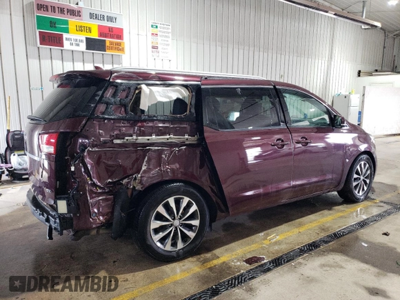 2016 Kia Sedona SX with VIN KNDMC5C10G6155746, listed as a Copart auction lot 51518415 with 181,030 mi miles and Salvage Title. Bid and sale history available at carsss.com. Image 3.