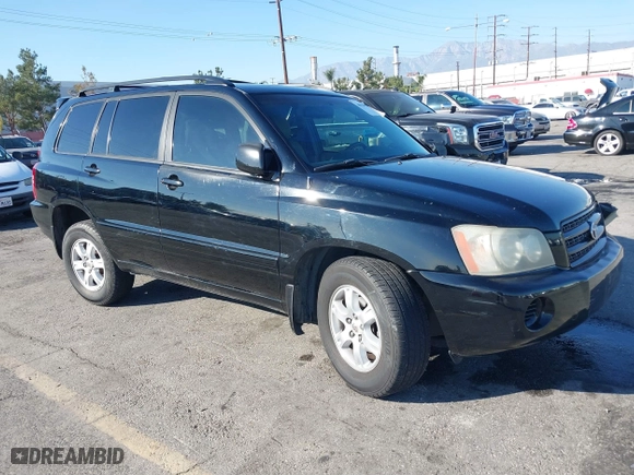 2003 Toyota Highlander with VIN JTEGF21A630103052, listed as a IAAI auction lot 40944634 with 185,438 mi miles. Bid and sale history available at carsss.com. Image 1.