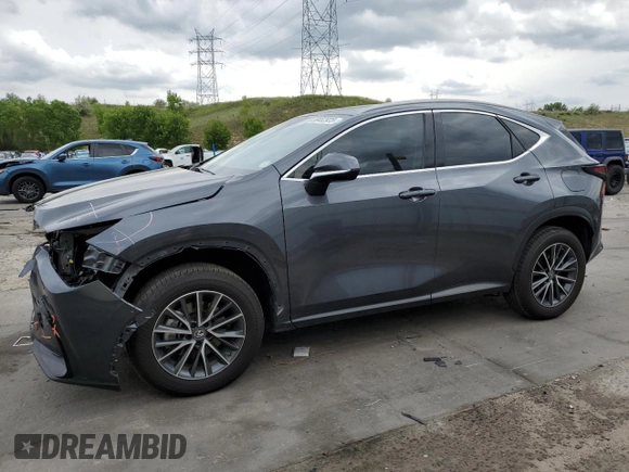 2022 Lexus NX 350h with VIN JTJAKCEZ0N5001874, listed as a Copart auction lot 58402925 with 21,016 mi miles and Salvage title. Bid and sale history available at DreamBid. Image 1.