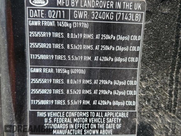 2011 Land Rover LR4 HSE z VIN SALAG2D44BA574762, wystawiony jako Copart lot #52879815 z przebiegiem Nie podano mil oraz Nie do naprawy • Non repairable. Historia ofert i sprzedaży dostępna na DreamBid. Obrazek 13.