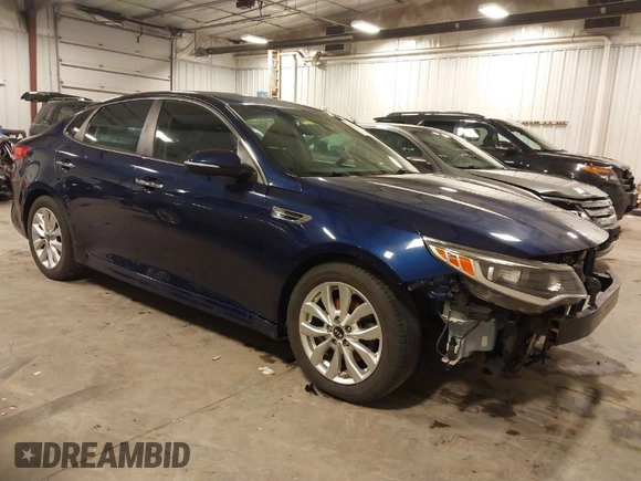2016 Kia Optima LX with VIN 5XXGT4L34GG002569, listed as a IAAI auction lot 41732810 with 148,044 mi miles. Bid and sale history available at carsss.com. Image 1.