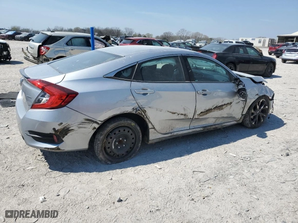 2019 Honda Civic Sedan Sport with VIN 19XFC2F84KE004329, listed as a Copart auction lot 51074075 with 0 mi miles and Salvage Title. Bid and sale history available at carsss.com. Image 3.